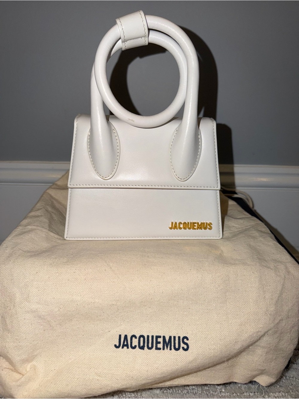 Jacquemus White Mini Le Chiquito with Round Handles